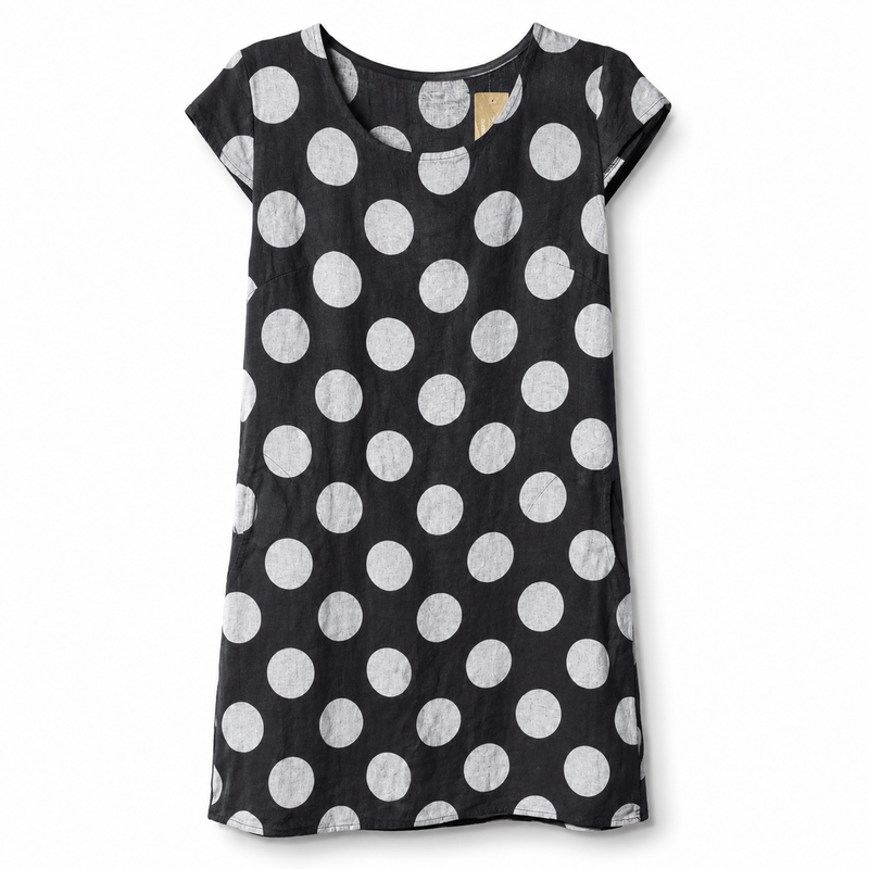Pure Italian Linen Polka Dot Dress