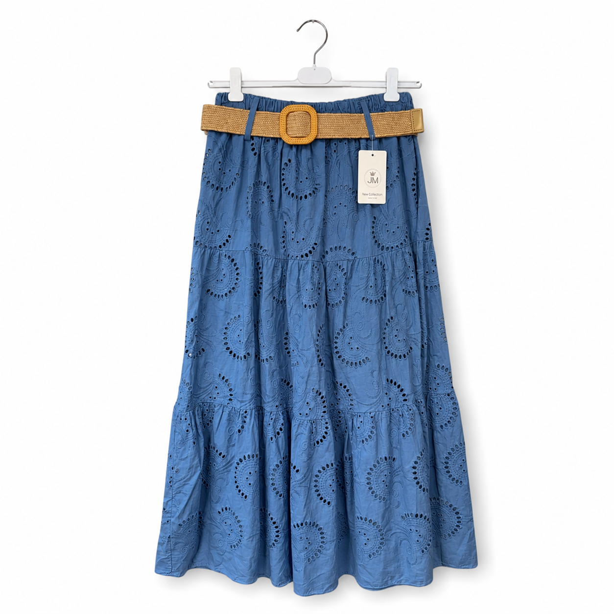 Cotton Eyelet Tiered Skirt
