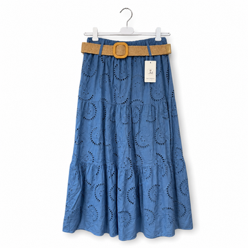Cotton Eyelet Tiered Skirt