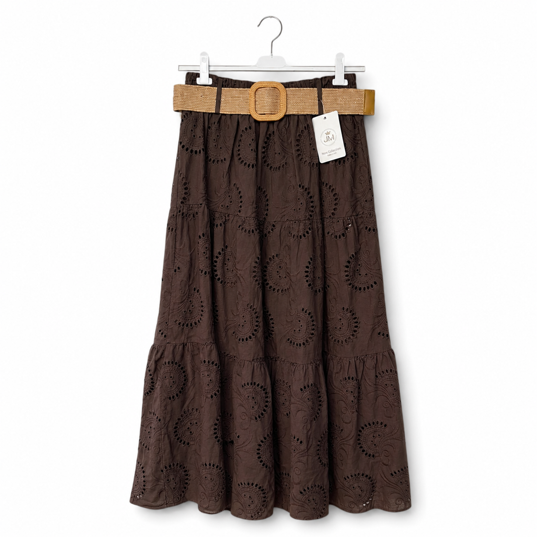 Cotton Eyelet Tiered Skirt