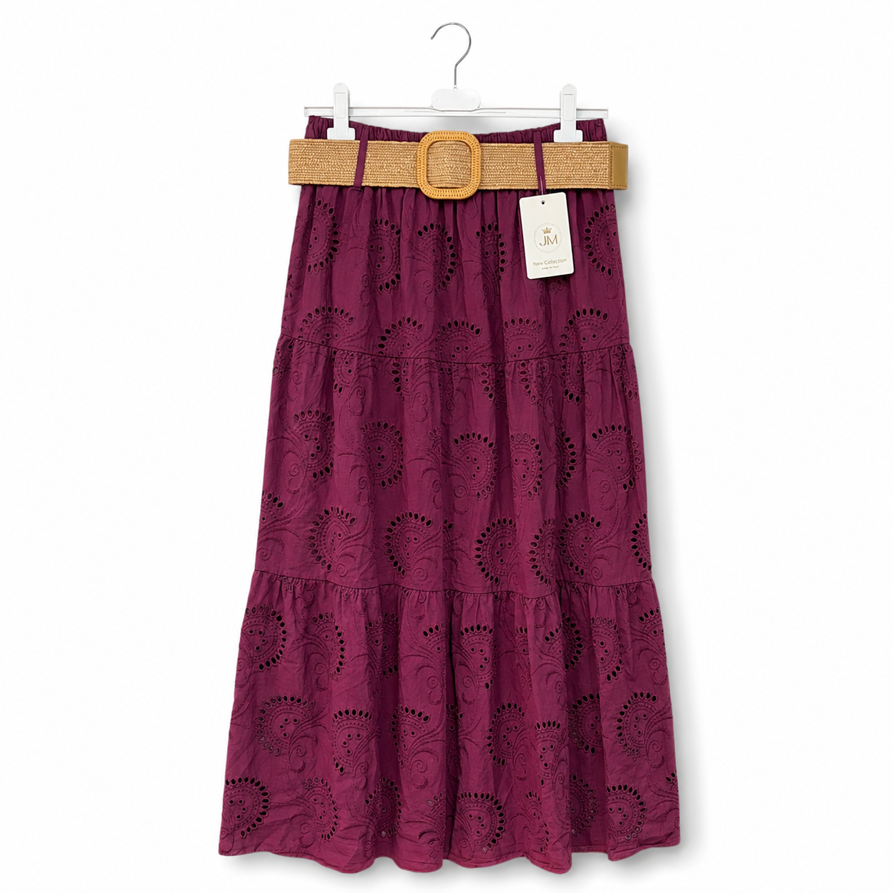 Cotton Eyelet Tiered Skirt