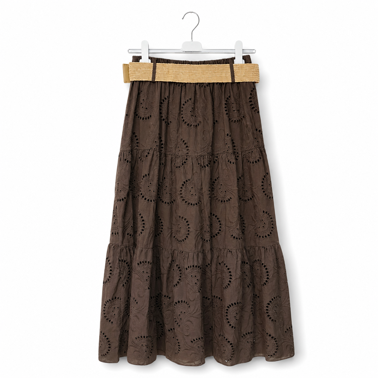 Cotton Eyelet Tiered Skirt