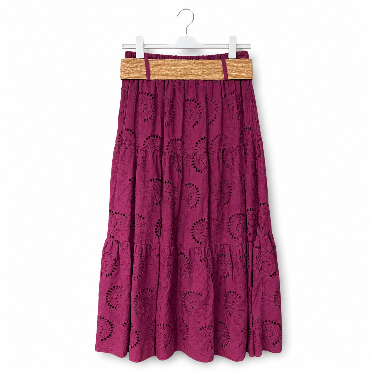 Cotton Eyelet Tiered Skirt