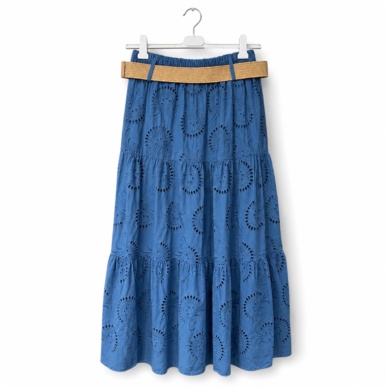 Cotton Eyelet Tiered Skirt
