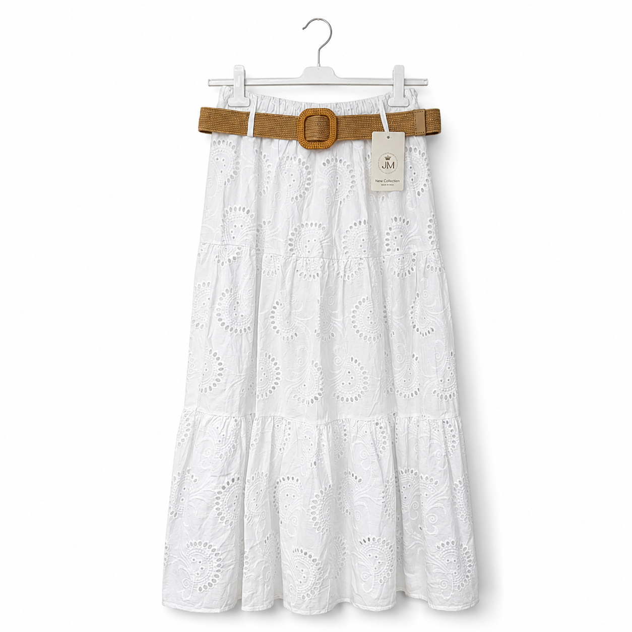 Cotton Eyelet Tiered Skirt