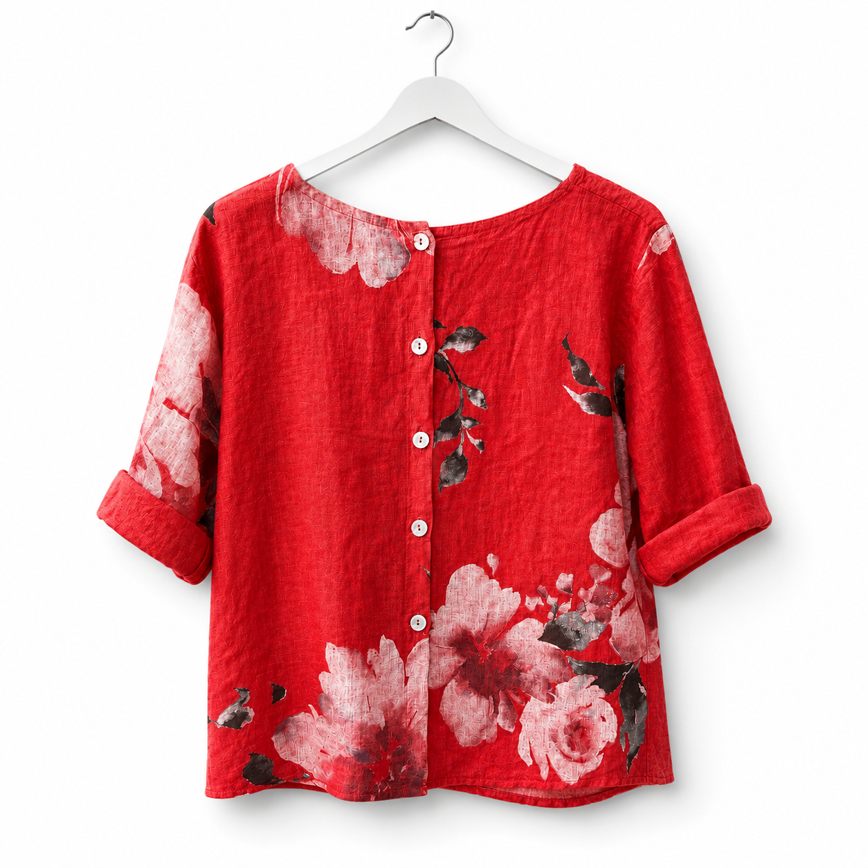 Linen Floral Short Shirt