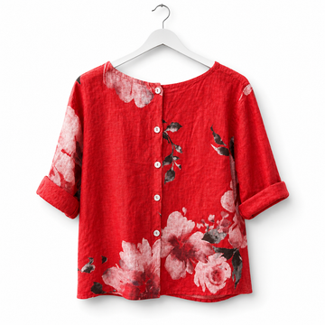 Linen Floral Short Shirt