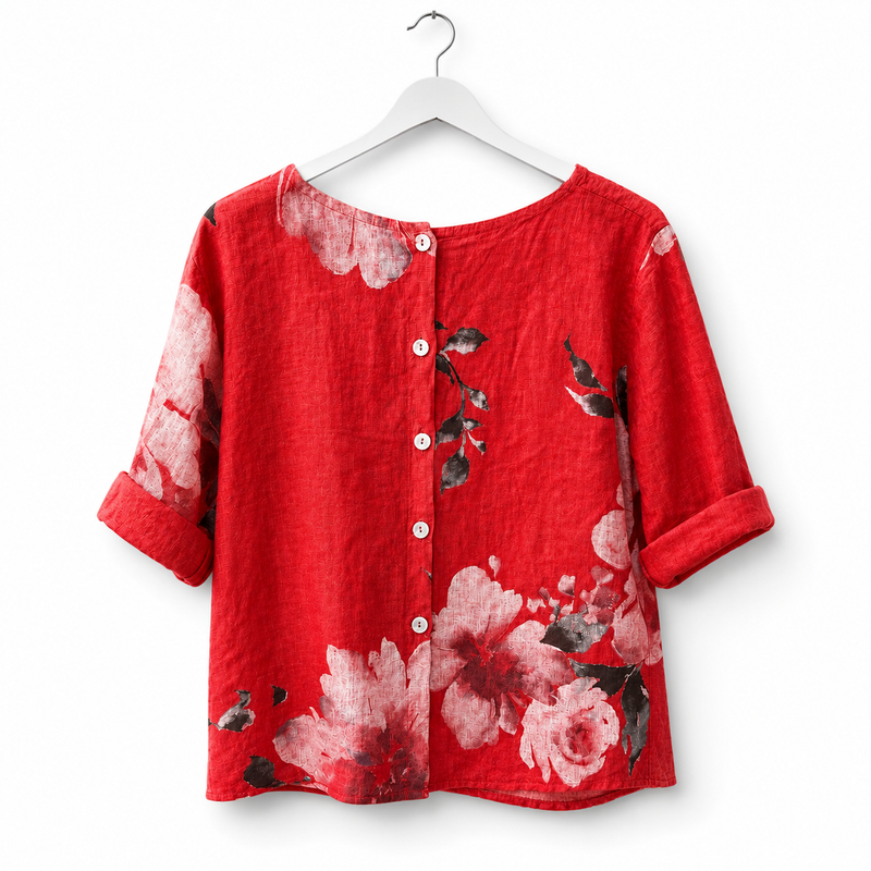 Linen Floral Short Shirt