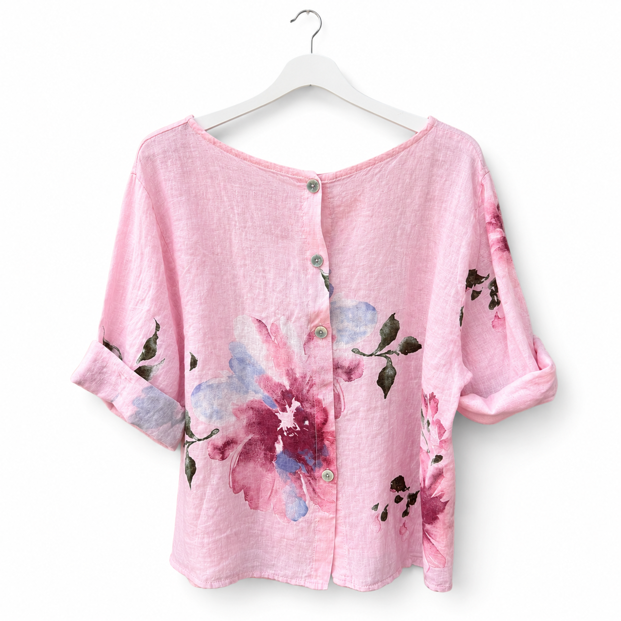 Linen Floral Short Shirt