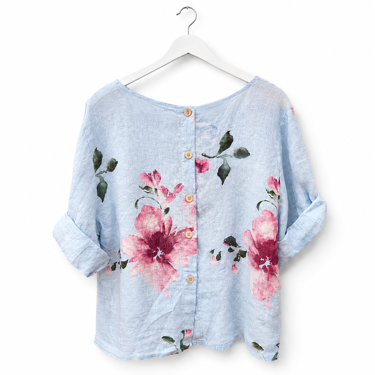 Linen Floral Short Shirt