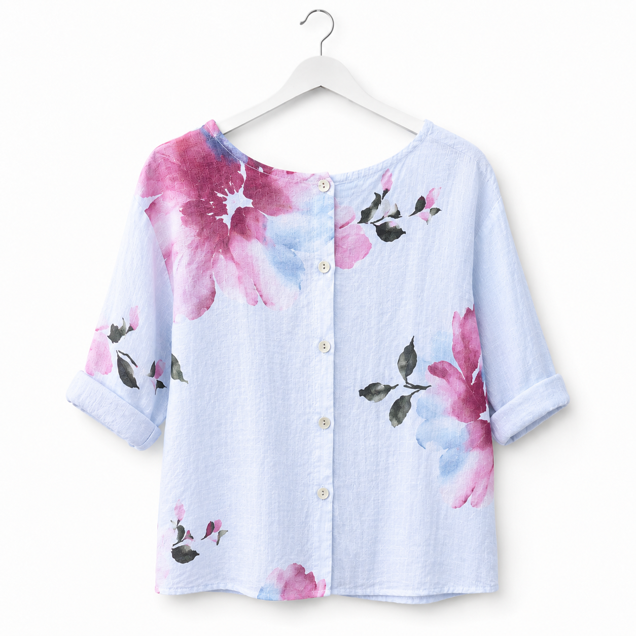 Linen Floral Short Shirt