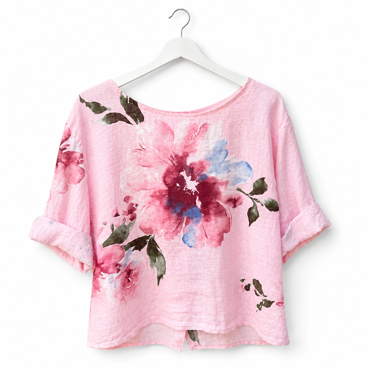 Linen Floral Short Shirt