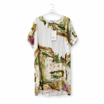 Mediterranean Landscape Linen Dress