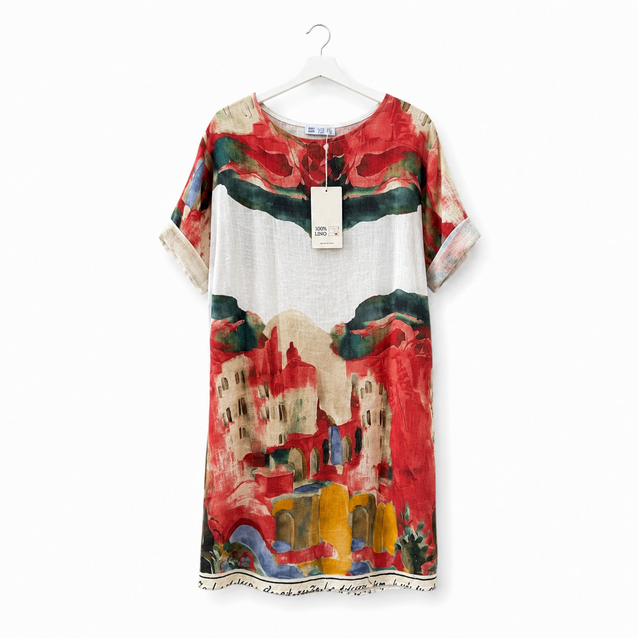 Mediterranean Landscape Linen Dress