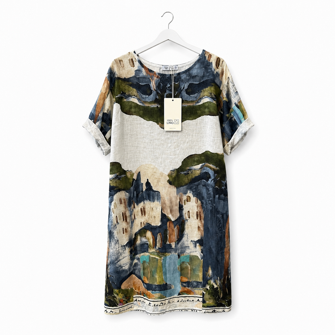 Mediterranean Landscape Linen Dress