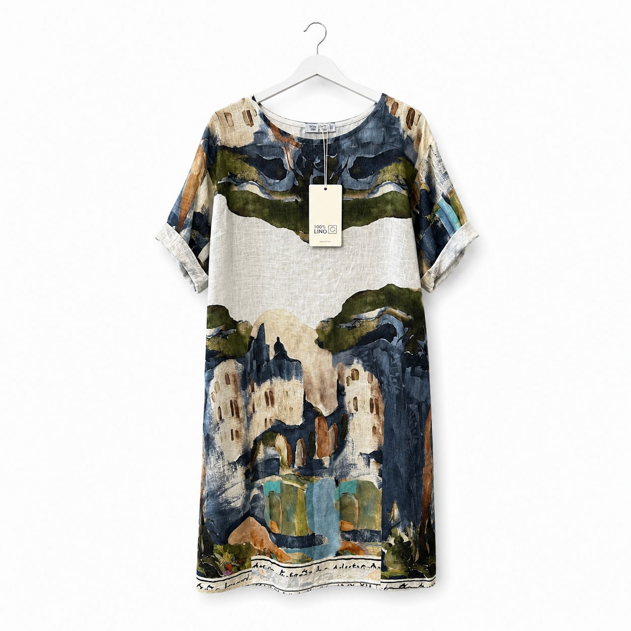 Mediterranean Landscape Linen Dress
