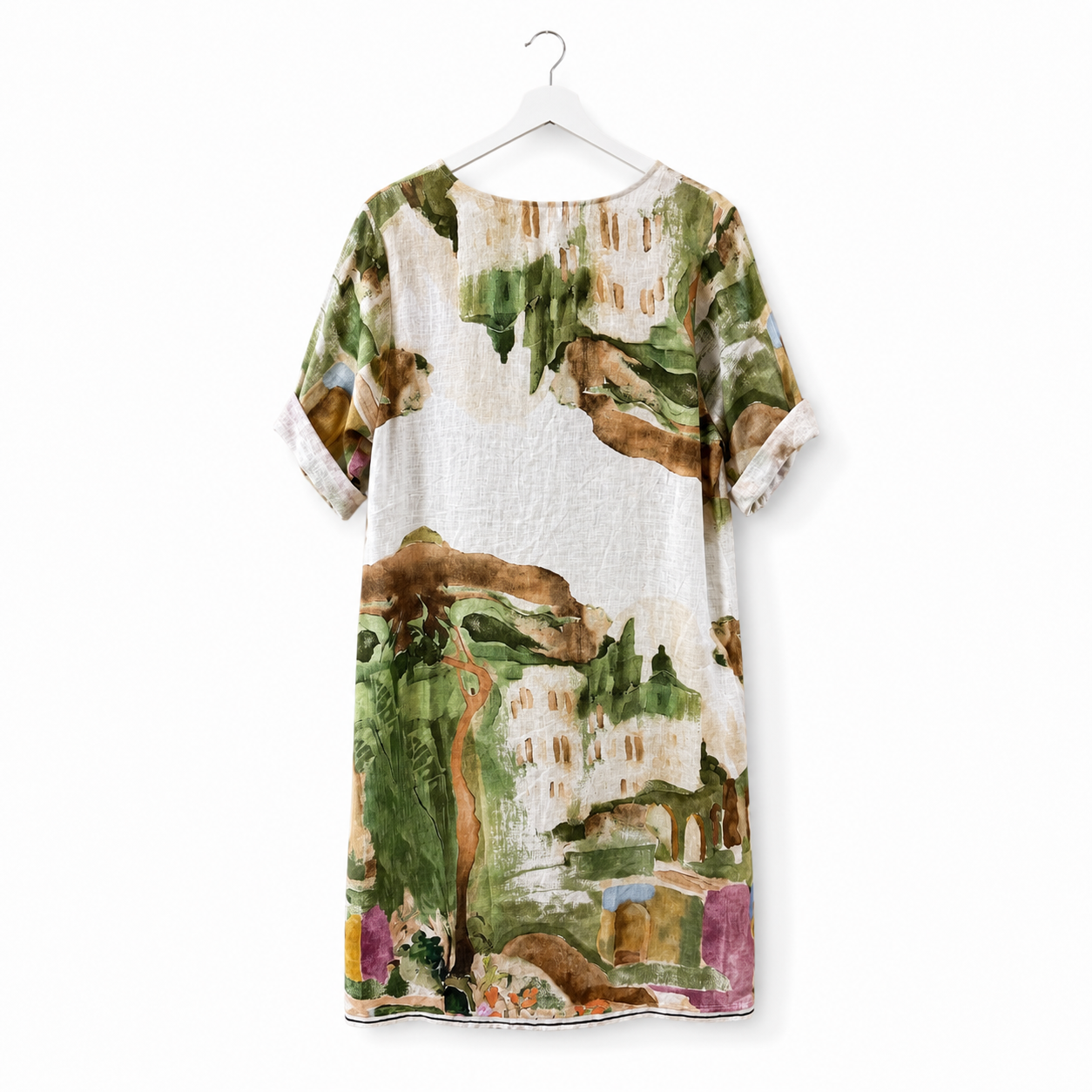Mediterranean Landscape Linen Dress