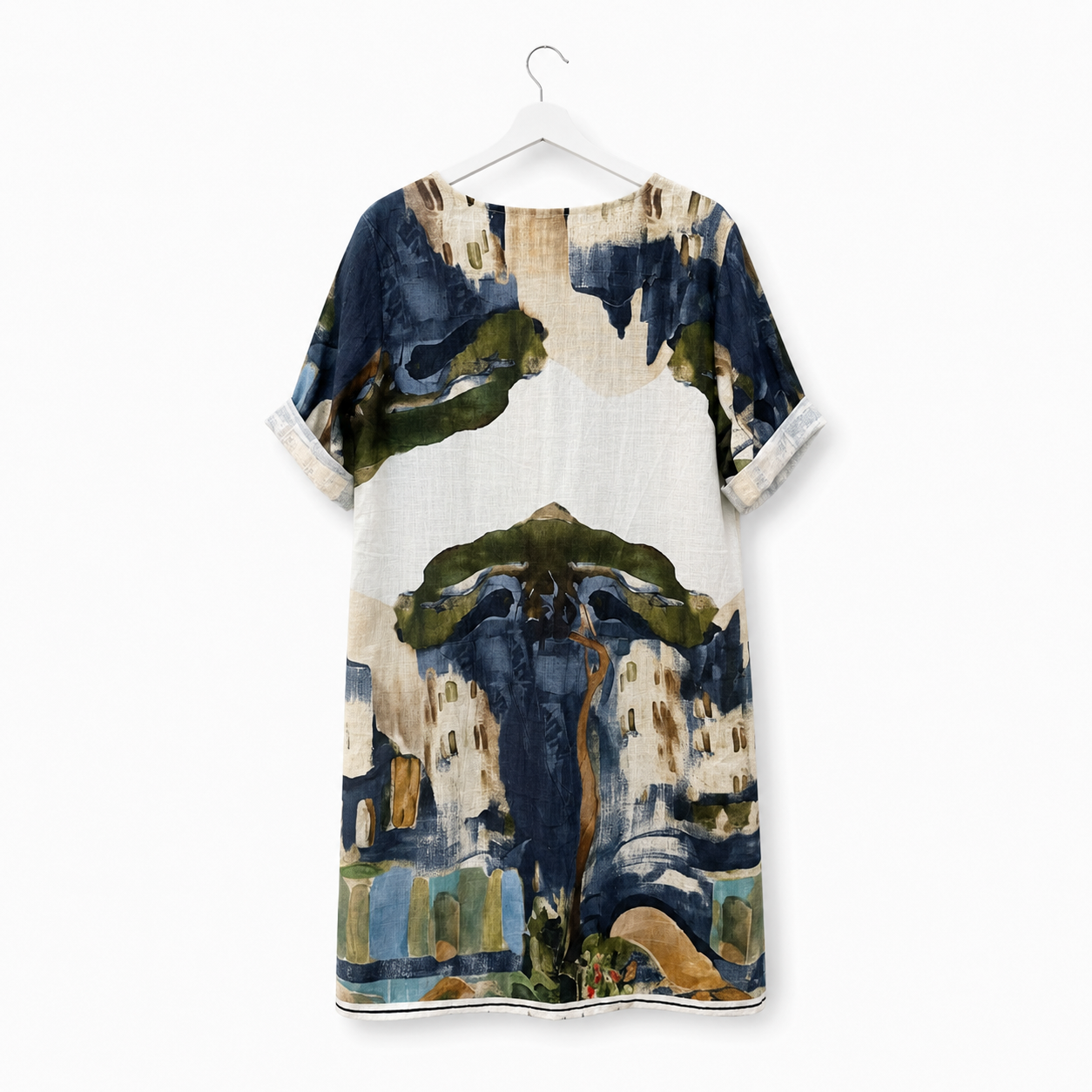 Mediterranean Landscape Linen Dress