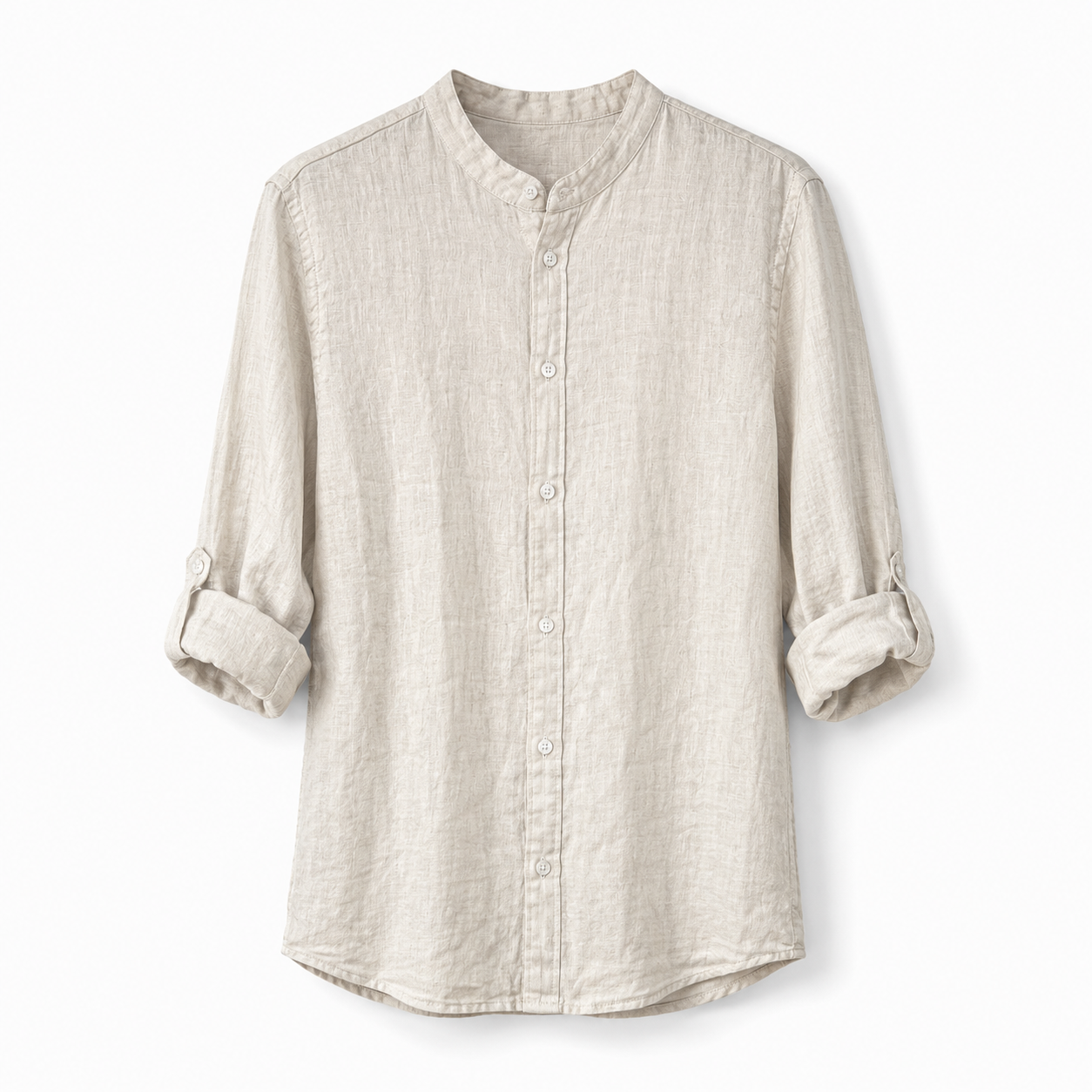 Linen Mandarin Collar Shirt